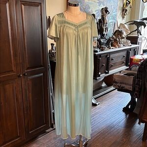 Anthony Richards Sz L Light Blue Lace Bib Maxi Nightgown GUC